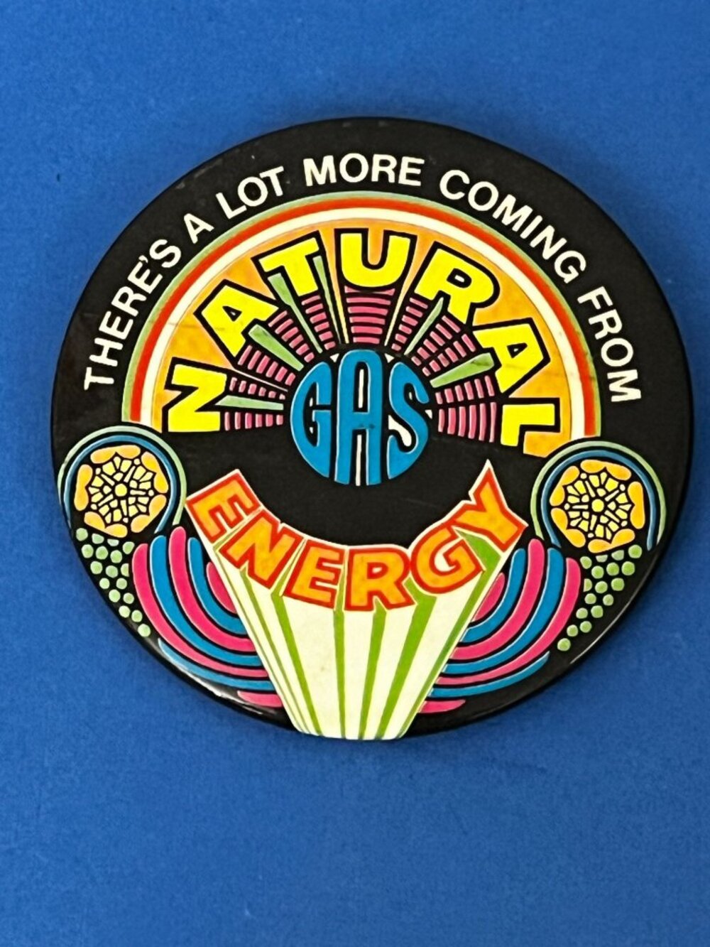 Vintage 1970s Campy Natural Gas Energy Pinback Pin Button